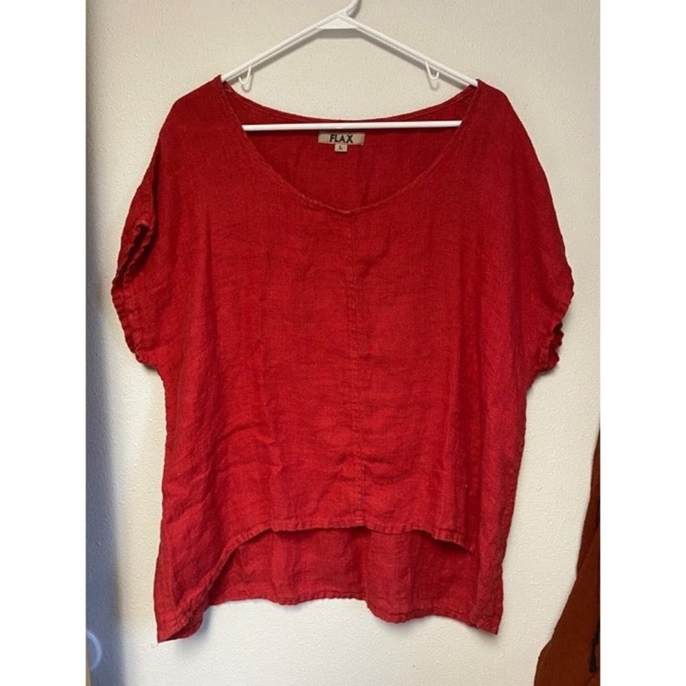 Women’s FLAX Short Sleeve Linen Top Size Large